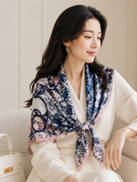 Camellia Mist Blue Silk Scarf