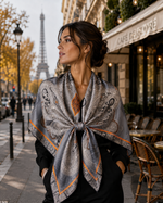 Golden Paisley Noir Silk Scarf