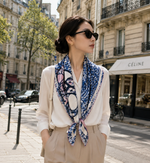 Camellia Mist Blue Silk Scarf