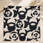 Noir Camellia Silk Scarf