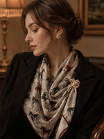 Ivory Equestrian Silk Scarf