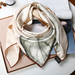 Ivory Camellia Silk Scarf