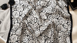 Chessboard Rose black and ivory silk scarf pattern detail